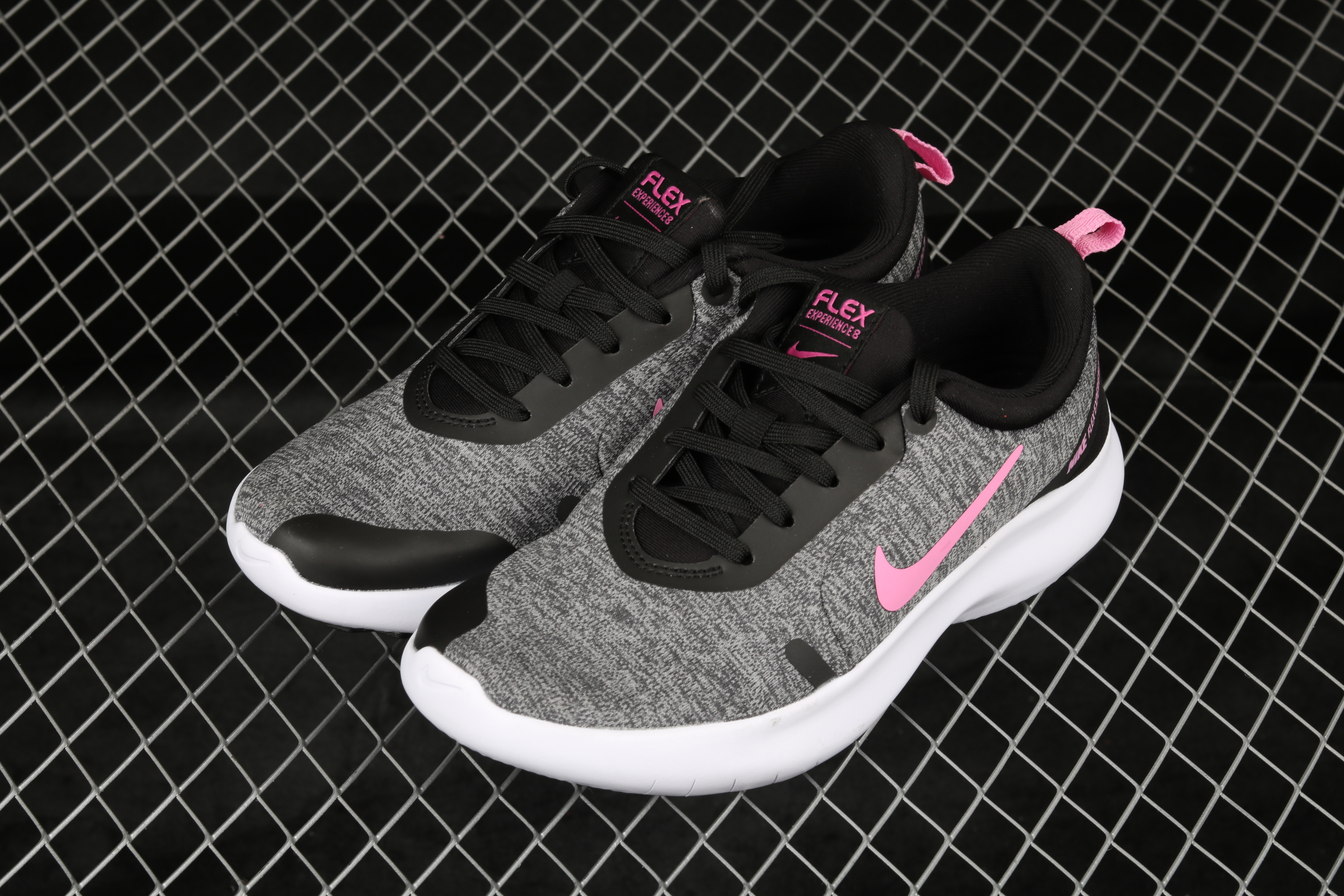 Women Nike Flex Experience Run RN 8 Black Grey Pink Shoes